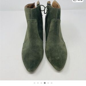 Tahari Womens Size 8.5M Charles Suede Ankle Booties Green Leather Upper S4
